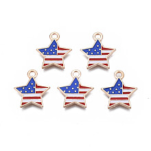 Honeyhandy Star Alloy Enamel Pendants, Blue, 18.5x15.5x1.5mm, Hole: 2mm