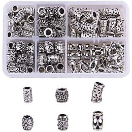 Arricraft 6 Style European Large Hole Spacer Beads, 120pcs Tibetan Silver Column Jewelry Spacers for Bracelet Necklace DIY Jewelry Making, Cadmium Free & Lead Free