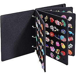 FINGERINSPIRE Felt Enamel Pin Display Pages with 6 Pcs Protect Pages & Removable Ring Binders 10.2x8.2 inch Black Pin Display Holder Storage Organizer Brooch Collection Storage for Enamel Pin Display