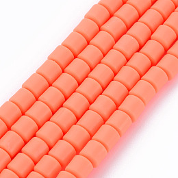 ARRICRAFT Polymer Clay Bead Strands, Column, Orange Red, 5~7x6mm, Hole: 1.5~2mm, about 61~69pcs/strand, 15.74 inch