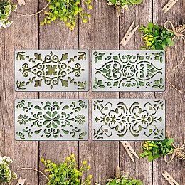 BENECREAT 4PCS 17.7x10.1cm/7x4 Inch Vintage Filigree Metal Stencils Floral Cutting Dies Stencils for DIY Scrapbooking, Photo Album, Decorative Embossing Card