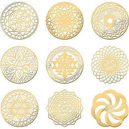 OLYCRAFT 9Pcs Sacred Geometry Stickers Decals Orgone Gold Metal Stickers Energy Tower Material for DIY Scrapbooks, Resin Crafts Phone and Water Bottle Decorations