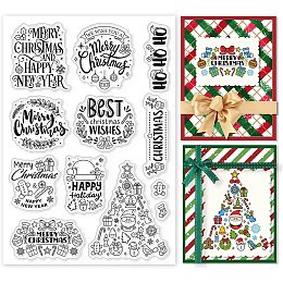 GLOBLELAND Christmas Words Silicone Clear Stamp Santa Claus Transparent Silicone Christmas Gifts Rubber Stamp for Scrapbook Journal Card Making 4.3 x 6.3 Inch