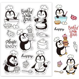 GLOBLELAND Penguin Silicone Clear Stamps Animals Transparent Stamps for Birthday Easter Valentine's Day Cards Making DIY Scrapbooking Photo Album Decoration Paper Craft