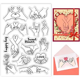 BENECREAT Valentine’s Hands Clear Stamps 12 Patterns Couples Hold Hands Show Love Sweet Heart PVC Silicone Stamps 6.3x4.3" for DIY Scrapbooking, Photo Album Decorative, Cards Making