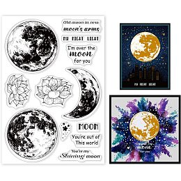 GLOBLELAND Planet Stars Background Clear Stamps Flowers Plants Silicone Clear Stamp Seals for Cards Making DIY Scrapbooking Photo Journal Album Decoration