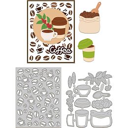 GLOBLELAND 2Set 13Pcs Coffee Beans Background Cutting Dies for Card Making Metal Coffee Beans Background Die Cuts Embossing Stencils Cutting Dies Template for Scrapbooking Journal Craft Decor