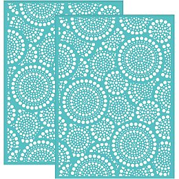 OLYCRAFT 2pcs Silk Screen Printing Stencils Abstract Circles Pattern Self Adhesive Mesh Transfers Stencil Reusable Round Silkscreen Stencils for Printing on Wood T-Shirts Bags - 7.7x5.5 Inch