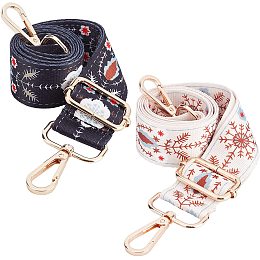 PandaHall Elite 2 Colors Polyester Shouler Strap 1.5 Inch Wide Shoulder Strap Adjustable Replacement Belt Purse Strap Handbag Strap with Folk Custom Flower for Women DIY Bags, Length 28~50 Inch