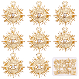 SUNNYCLUE 1 Box 22Pcs 18K Gold Plated Evil Eye Charms Bulk Rhinestone Evil Eye Charms Gold Plated Charms for Jewelry Making Alloy Sun Charm Pendants Earring Necklace Bracelet Supplies Adult Craft