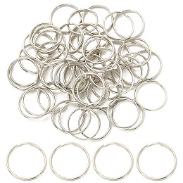 50Pcs Iron Split Key Rings, Keychain Clasp Findings, Platinum, 25x2.5mm, Inner Diameter: 22mm, Single Wire: 1.25mm