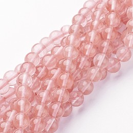 Honeyhandy Cherry Quartz Glass Beads Strands, Round, about 8mm in diameter, hole: about 1mm, 15~16 inch