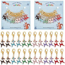 NBEADS 24 Pcs 6 Colors Deer Stitch Markers, Enamel Alloy Crochet Stitch Marker Charms Lobster Claw Clasps Locking Stitch Marker for Knitting Weaving Sewing Accessories Jewelry