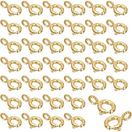 DICOSMETIC 40Pcs Spring Ring Clasps Brass Jewelry Clasp Real 14K Gold Plated Open Round Clasps Connectors with 1.6mm Loops for Necklace Bracelet DIY Jewelry Making, Hole: 1.6mm