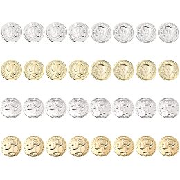 SUNNYCLUE 1 Box 32Pcs 2 Styles Coin Charms 24K Gold Plated Brass Flat Round Disc Pendants Edward VII Queen Victoria Head for Jewelry Making Charms Bracelets Necklaces Supplies, Golden Silver