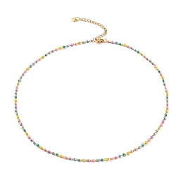 Honeyhandy 304 Stainless Steel Enamel Twisted Chain Necklaces, with Cross Charms and Lobster Claw Clasps, Golden, Colorful, 17.32 inch(44cm)