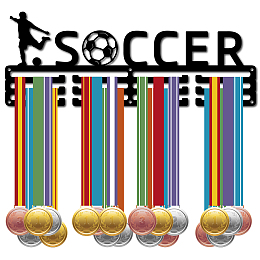 CREATCABIN Soccer Medal Hanger Display Medal Holder Sport Rack Award Metal Lanyard Holder Sturdy Wall Mounted Swimmer Runner Athletes Players Gymnastics Gift Over 60 Medals Olympic 15.7 x 5.9 Inch