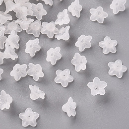 Honeyhandy Transparent Acrylic Beads, Flower, Frosted, Clear, 10x5mm, Hole: 1mm, about 4200pcs/500g