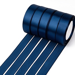 Honeyhandy Single Face Satin Ribbon, Polyester Ribbon, Dark Blue, 1 inch(25mm) wide, 25yards/roll(22.86m/roll), 5rolls/group, 125yards/group(114.3m/group)