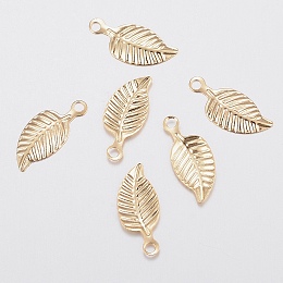 Honeyhandy 304 Stainless Steel Charms, Leaf, Golden, 14.5x6x0.5mm, Hole: 1.2mm