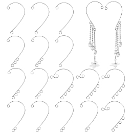 Honeyhandy 16Pcs 4 Style 316 Stainless Steel Ear Cuff Findings, Climber Wrap Around Non Piercing Earring Findings, with Horizontal Loops, Stainless Steel Color, 55~59x36~46x0.5mm, Hole: 4mm, 4Pcs/style