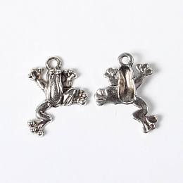 Honeyhandy Alloy Pendants, Cadmium Free & Lead Free, Antique Silver Color, Frog, about 17mm wide, 21.5mm long, hole: 1.5mm