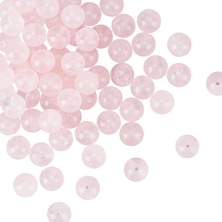 Olycraft Natural Rose Quartz Beads Strands, Round, 10mm, Hole: 1mm; about 37pcs/Strand, 15.55''(39.5cm), 2strands/box