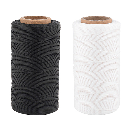Flat Waxed Polyester Cords, Mixed Color, 1x0.3mm; about 260m/roll, 2 colors, 1roll/color, 2rolls
