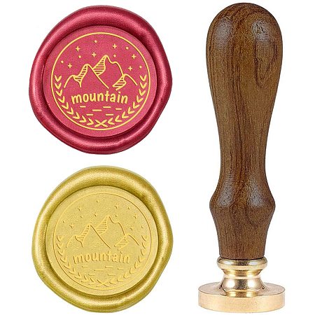 ARRICRAFT Wax Seal Stamp 0.98inch Mountain Stars Wheat Ears Stamp Vintage Stamp with Replacement Brass Head Wood Handle Sealing Wax Stamp for Wedding Invitation Envelope Letter Decoration