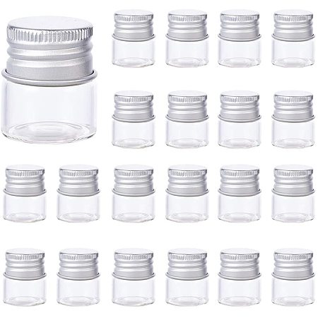 BENECREAT 20 Pack 7ml Mini Glass Bottles Sample Vials with Screwed Aluminum Caps for Wishing Message Bottle, Sample Liquid, Arts & Crafts, Wedding Favors Decorations