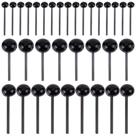 Gorgecraft 150Pcs 3 Style Craft Glass Doll Eyes, Stuffed Toy Eyes, with Steel Pin, Black, 2~5mm, 50pcs/style