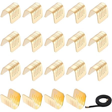 CHGCRAFT 20Pcs 3D Printer Buckle Brass Folding Crimp Ends Caps Wire Cable Connector for Belt Terminal Clips 3D Printer, Fit 4mm Cord