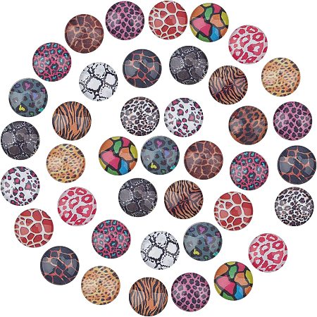 SUNNYCLUE 1 Box 200Pcs 12MM Glass Cabochons Colorful Animal Skin Mosaic Tiles Half Round Dome Beads Cameo Flatback Transparent Charms for DIY Earrings Bracelets Making Crafts Supplies, Mixed Color