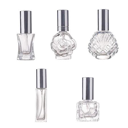 BENECREAT Clear Refillable Glass Perfume Bottle Empty Glass Mini Spray Bottle for Christmas Wedding Party Favor Gifts - Set of 5