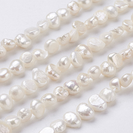 ARRICRAFT Natural Cultured Freshwater Pearl Beads Strands, Nuggets, Seashell Color, 6~9x5~6x3~4mm, Hole: 0.5mm, about 62~63pcs/strand, 13.4 inches