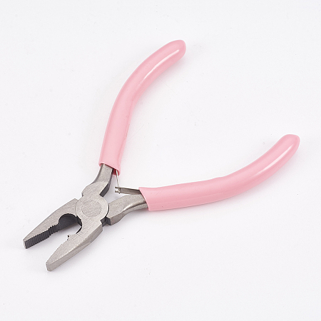 ARRICRAFT 45# Carbon Steel Jewelry Pliers, Flat Nose Pliers, Polishing, Pink, 11.5x7.6x0.9cm