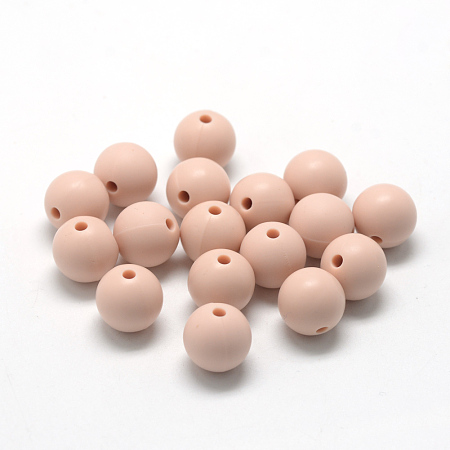 Honeyhandy Food Grade Eco-Friendly Silicone Beads, Round, PeachPuff, 12mm, Hole: 2mm