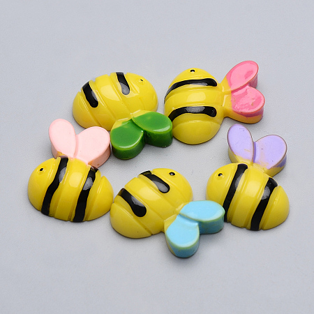Honeyhandy Resin Cabochons, Bees, Mixed Color, 16.5x19x7mm