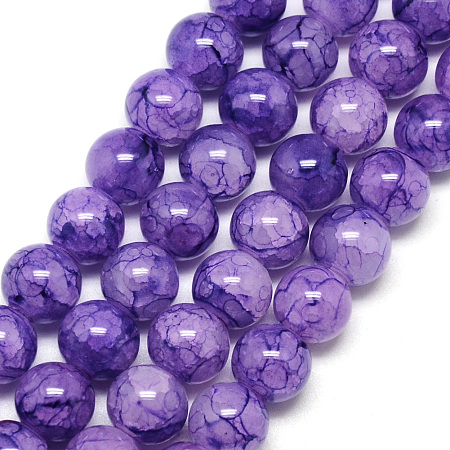 Arricraft Baking Painted Crackle Glass Bead Strands, Round, Blue Violet, 8mm, Hole: 1.3~1.6mm, about 100pcs/strand, 31.4 inch