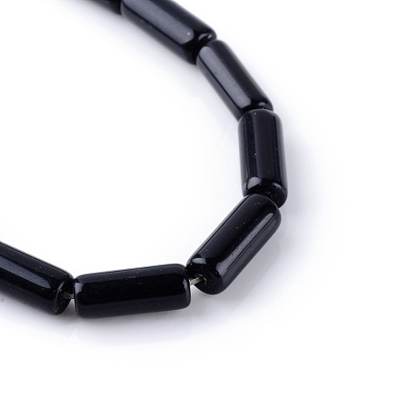 Honeyhandy Natural Obsidian Bead Strands, Tube, 14~15x6mm, Hole: 1mm, about 27pcs/strand, 15.7 inch