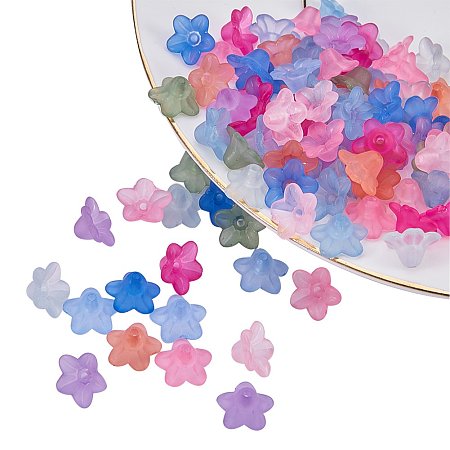 ARRICRAFT 100 Pcs Mixed Color Frosted Transparent Acrylic Flower Beads, about 10mm in diameter, 5mm thick, hole:1.2mm