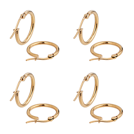 Unicraftale 201 Stainless Steel Hoop Earrings, Ring, Golden, 21x19x2mm, Pin: 1mm; 20pairs/box