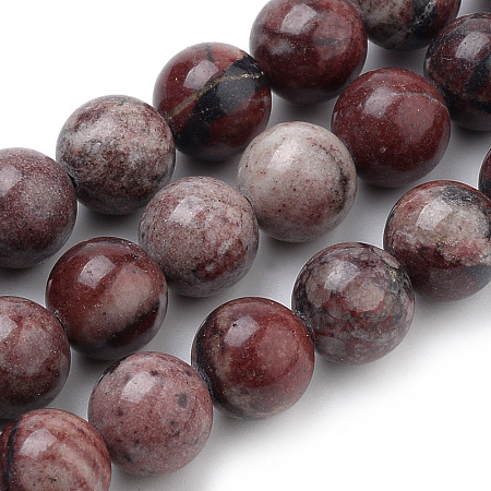 Arricraft Natural Red Picture Jasper Beads Strands, Round, 4mm, Hole: 1mm, about 90pcs/strand, 15.7 inches