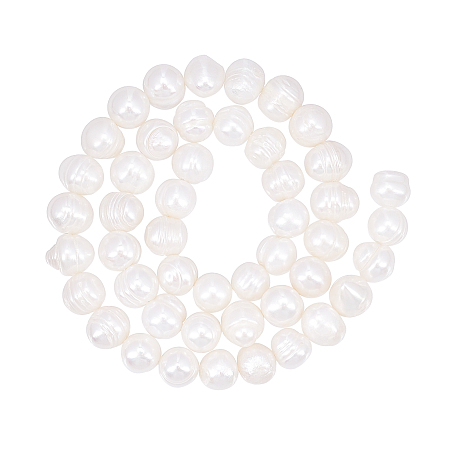 Natural Cultured Freshwater Pearl Beads Strands, Potato, Seashell Color, 8~10x8~9mm, Hole: 0.6mm; about 46~47pcs/strand, 13.39 inches(34cm), 2strands/box