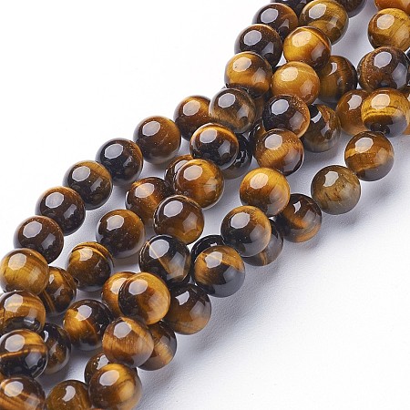 ARRICRAFT Gemstone Beads Strands, Grade A Tiger Eye, Round, about 8mm in diameter, hole: 1mm, about 46pcs/strand, 15.5 inches
