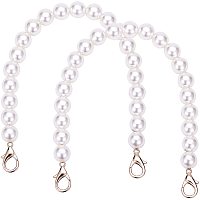 PandaHall 2pcs Imitation Pearl Bead Handle Short Bag Chain Strap Replacement Bag Chain with Lobster Clasps for Handbag Purse Wallet Clutch Crafts Making