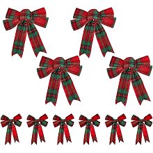 CHGCRAFT 10Pcs 2 Style Christmas Bows Decorations Red Green Wreath Bow Burlap Bowknot Decorative for Clothes Hats Tree Topper Wedding Birthday Party Decor, 160~300x120~260x11~21mm