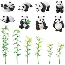 OLYCRAFT 14Pcs Solid Panda Figurines Set Mini Panda Bamboo Decoration Mini Panda Figures Mini Panda Miniature Figurines for Miniature Garden Doll House Shadow Box Scene