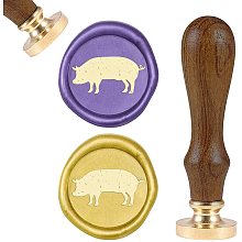 SUPERFINDINGS Pig Pattern Brass Wax Seal Stamp and Wood Handle Sets Animal Sealing Wax Stamps Retro Wood Stamp Wax Seal for Cards Envelopes, Invitations, Wine Packages