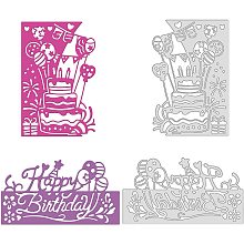 GLOBLELAND 2pcs Birthday Themed Edge Border Cutting Dies Birthday Cake Ballon Die Cuts for DIY Scrapbooking Birthday Cards Making Album Envelope Decoration,Matte Platinum